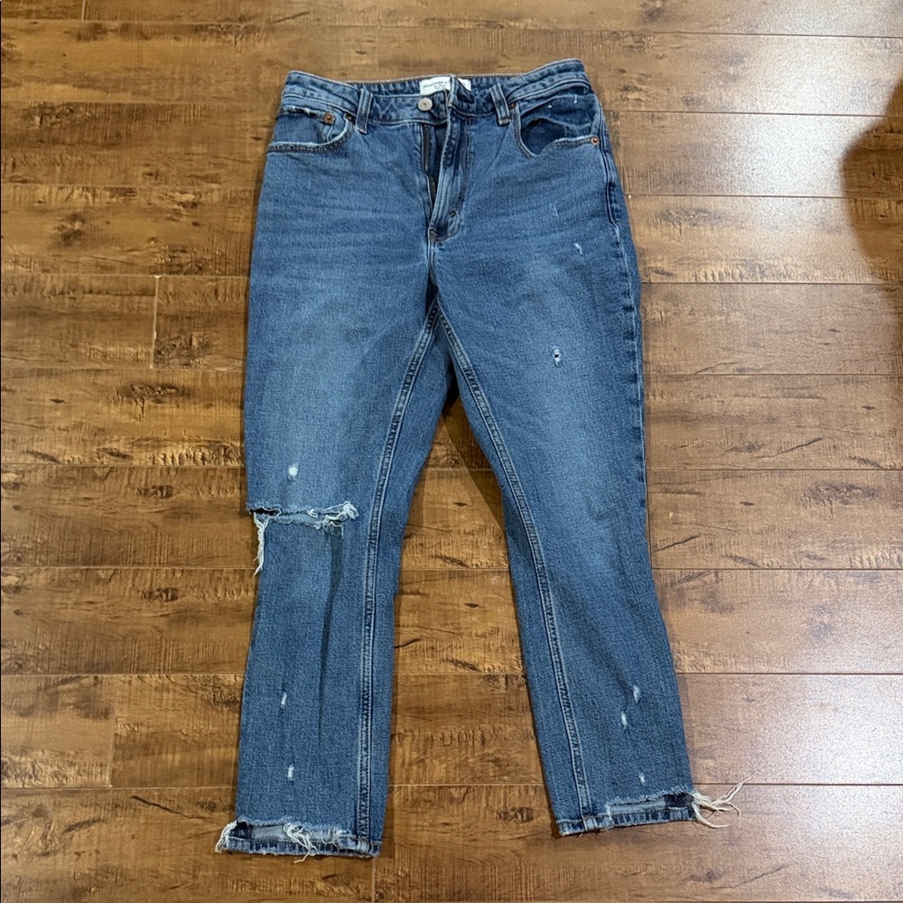 Abercrombie & Fitch Blue Distressed Ankle Jeans